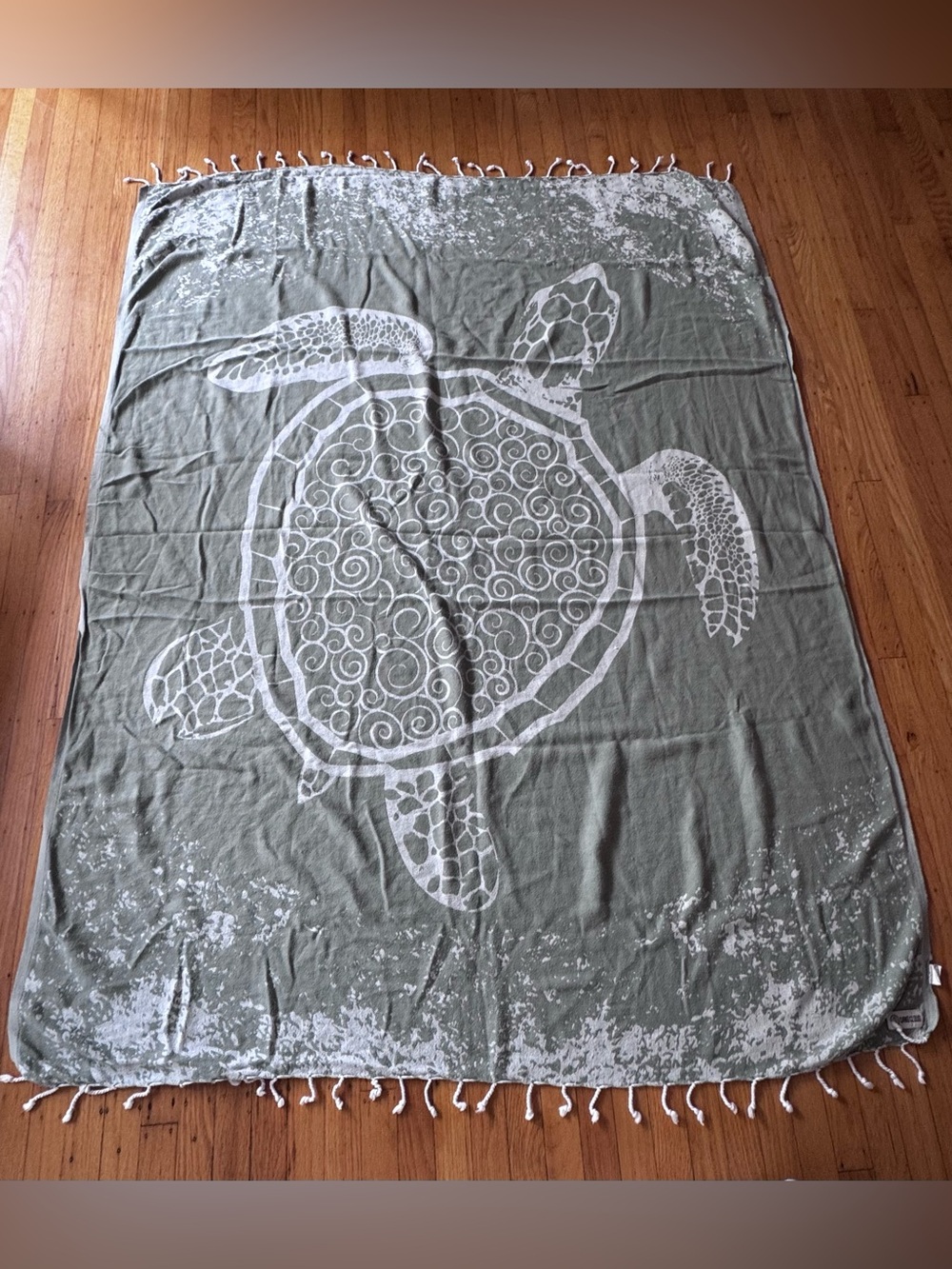 Sand Cloud Organic Turkish Cotton Sea Turtle Beach Towel  Blanket Sage Green - Picture 11 of 11